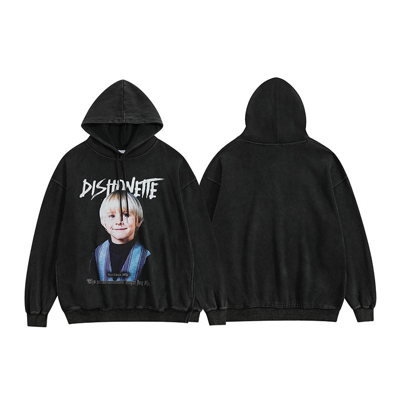 Unisex Vintage Hoodie Men and Women Printed Loose Hooded