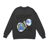 Men Long Sleeve Shirt Loose round Neck Sweater Male Letter Top Autumn
