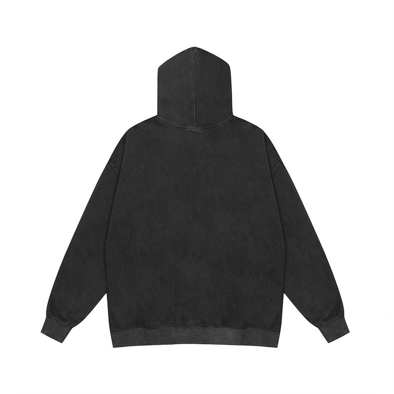 Men Hoodie Science Fiction Printed Washed Distressed Sweater Men's Hip Hop Pullover Hooded Top