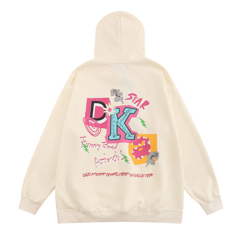Men Hoodie Letter Printed Hoodie Loose Casual Long Sleeves Pullover Hoodie Men
