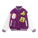 Men Cotton Mixed Jacket Coat Embroidered Letters Thick Baseball Uniform Coat Men's Clothing Winter Color Matching