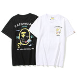 Bathing Ape T Shirt Summer Golden Printing Men's and Women's plus Size Loose Short Sleeve