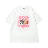 Men T Shirt Vintage Kitten Print Short Sleeve T-shirt Men and Women Ins Couple Vintage