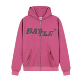 Men Fleece Lined Hoodie High Street Letters Printed Hoodie Men's Loose Hooded