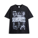 Men T Shirt Hip Hop Vintage Print Short Sleeves T-shirt Men and Women Loose