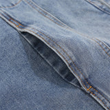 Men Denim Jacket Lapel Washed Denim Jacket Men's Loose Stitching Jacket Spring and Autumn