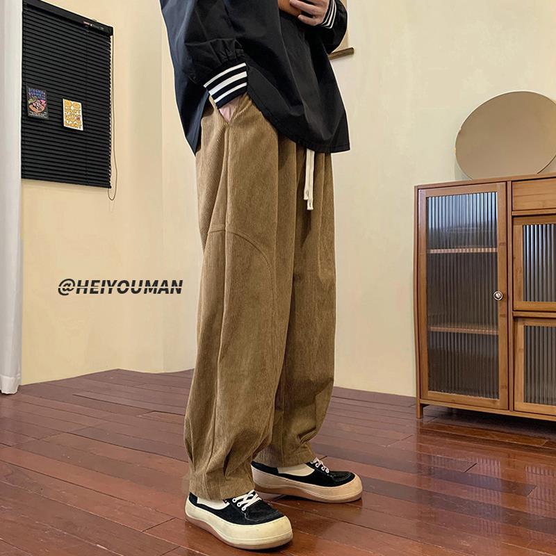 Men Sweatpants Vintage Corduroy Casual Men's Wide-Leg Pants