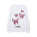 Men Long Sleeve Shirt Butterfly Graffiti Printing Bottoming Long Sleeve T-shirt Male Loose