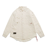 Men Long Sleeved T Shirt Striped Long Sleeve Lapel Shirt Men's Spring and Autumn High Street Casual Shirt Outer Wear