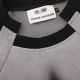 Men Hoodie Raglan Sleeve Crew Neck Pullover Sweatshirt Stitching Five-Pointed Star Printed Spring and Autumn Loose Top