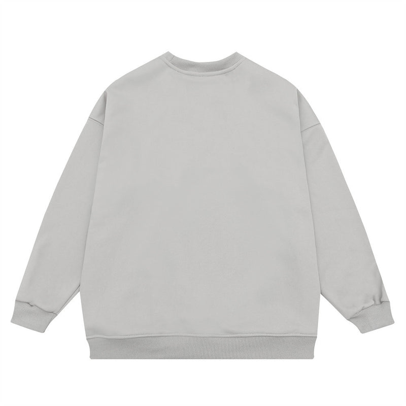 Men Fleece Lined Hoodie round Neck Sweater Men's Loose Sweatshirt Casual Top