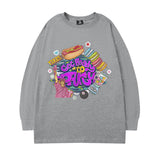 Men Long Sleeve Shirt Cartoon Pattern Printed Long Sleeve T-shirt Men and Women Couple Hip Hop