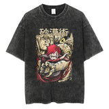 Graphic Vintage Acid Wash Cotton Tee for Men Women