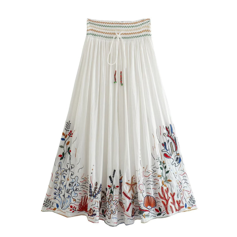 Women's Skirt Summer Embroidered High Waist Long Skirt Skirt Women's Ethnic Style