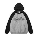 Men Hoodie Color-Block Raglan Sleeves Hooded Sweater Boys Loose Letters XINGX Printed Casual Hoodie