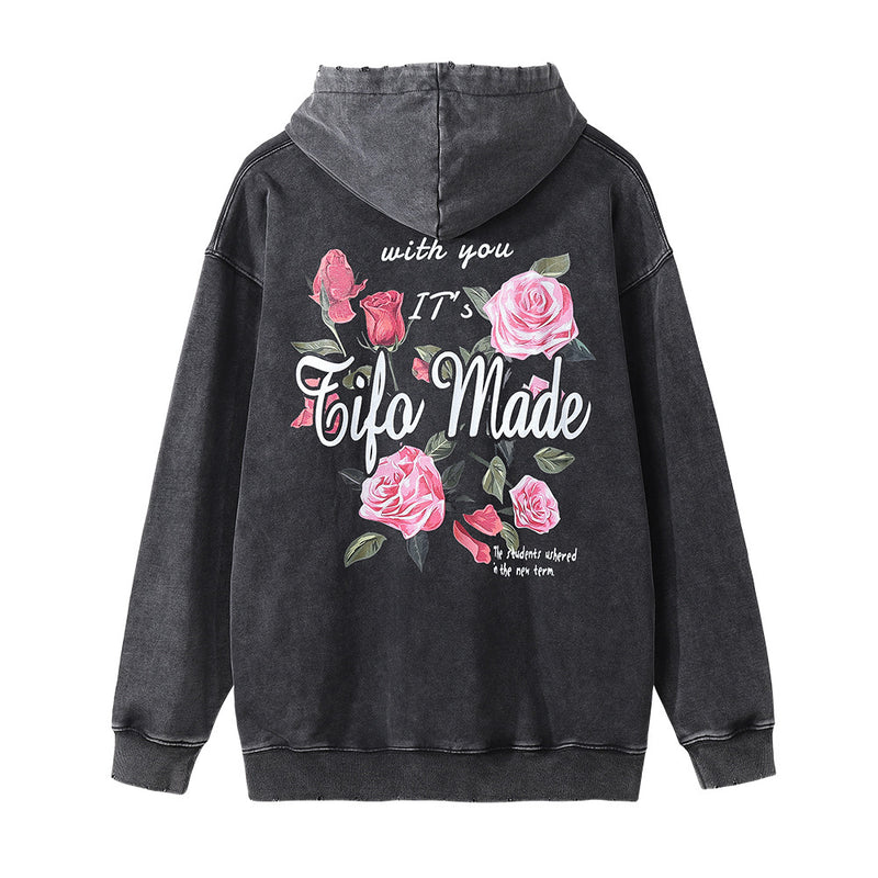 Men Hoodie Printed Hoodie Men's Ins Loose Distressed