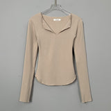 Women Long Sleeve Shirt Tight-Fitting Long-Sleeved T-shirt Undershirt Autumn