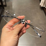 CHH Chrome Hearts Glasses Frame Pure Titanium Ultra Light Frameless Perforated Business Myopia Frame