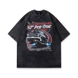TKPA American washed retro old flame car print short