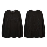 Men Long Sleeve Shirt Embroidered Letter Long Sleeve T-shirt Men and Women Loose Retro