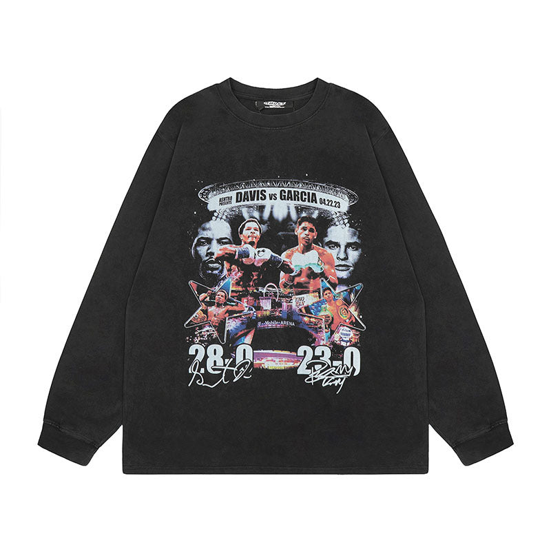 Men's Long Sleeve Shirt Long Sleeve T-shirt Men's and Women's 2023 Autumn Distressed Base