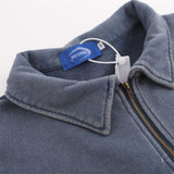 Men Hoodie Washed Distressed Letters Printing Lapel Sweater Men's Loose Spring and Autumn