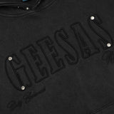 Men Hoodie Washed and Worn Embroidered Letter Hooded Sweater
