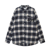 Men Long Sleeved T Shirt Plaid Shirt Digital Printing Letter Long Sleeve Top Loose Casual Shirt
