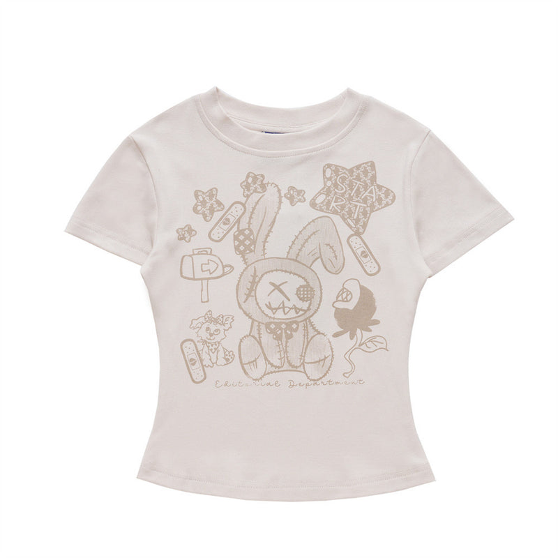 Women T-shirt Printed Short-Sleeved T-shirt for Girls Summer O-neck Short