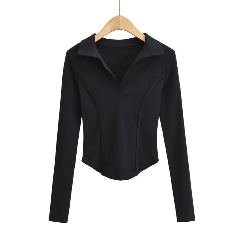 Women T-Shirt Short T-shirt for Women Spring and Autumn Slim Long Sleeve Top