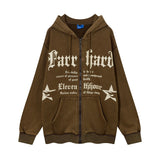 Men Fleece Lined Hoodie Washed Men's Loose Casual Letter Printed Hoodie Winter