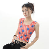 Women's Vest Printed Striped Short Style Summer Sleeveless