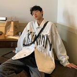Graffiti Bomber Jacket Autumn Print Baggy Coat