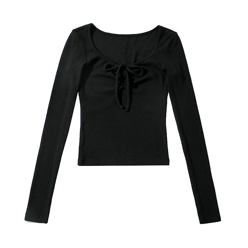 Women T-Shirt Spring and Autumn round Neck Slim-Fit Long-Sleeved T-shirt for Women
