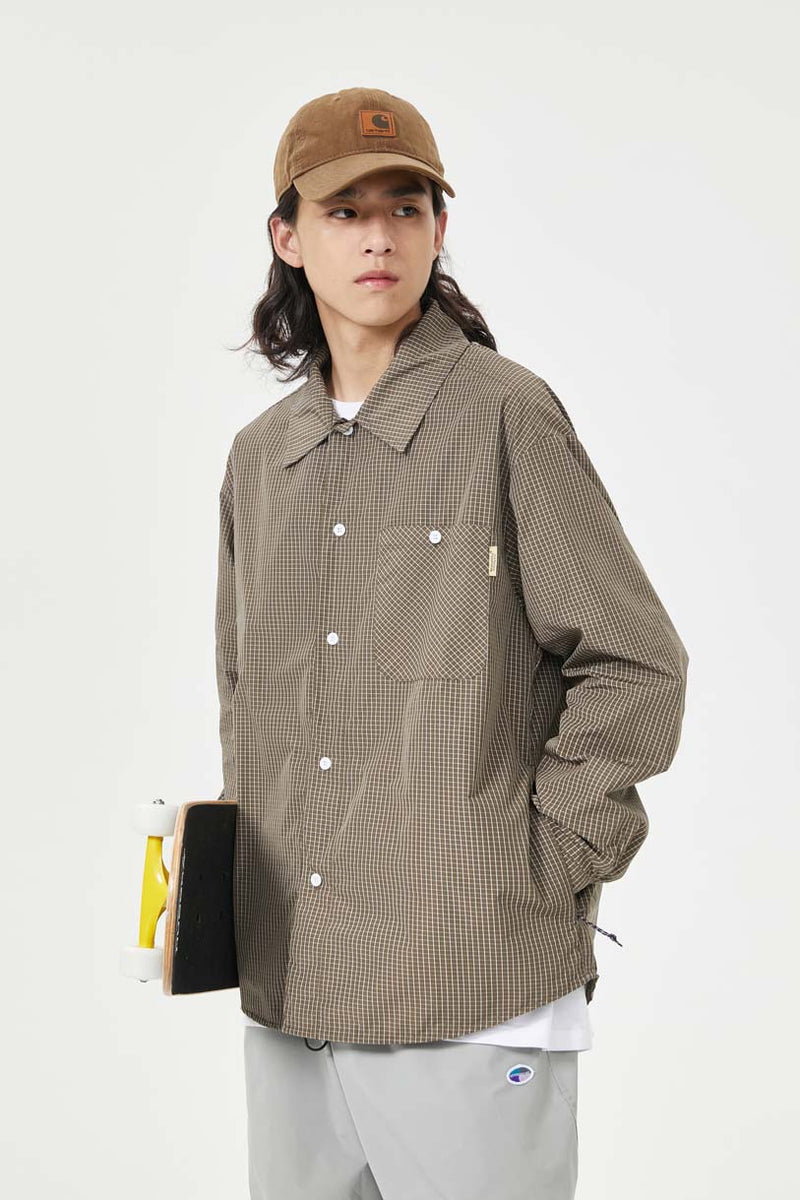 Unisex Jacket Autumn Side Pocket Plaid Shirt Women's Clothing