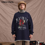 Men Long Sleeve Shirt T-shirt Men's and Women's Autumn and Winter Rose Letter Print Loose Design