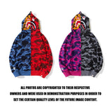 Bathing Ape Hoodie Autumn and Winter Color Matching Stitched Camouflage Sweater Pocket Zipper Fleece Padded Coat