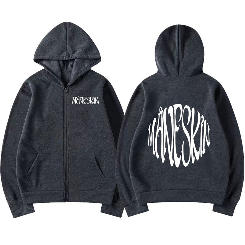 Italian Rock Band Maneskin Logo Zipper Hoodie Men's
