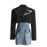 Frankie Shop Hourglass Blzer Women's Clothing Fashionable Jacket Denim Skirt