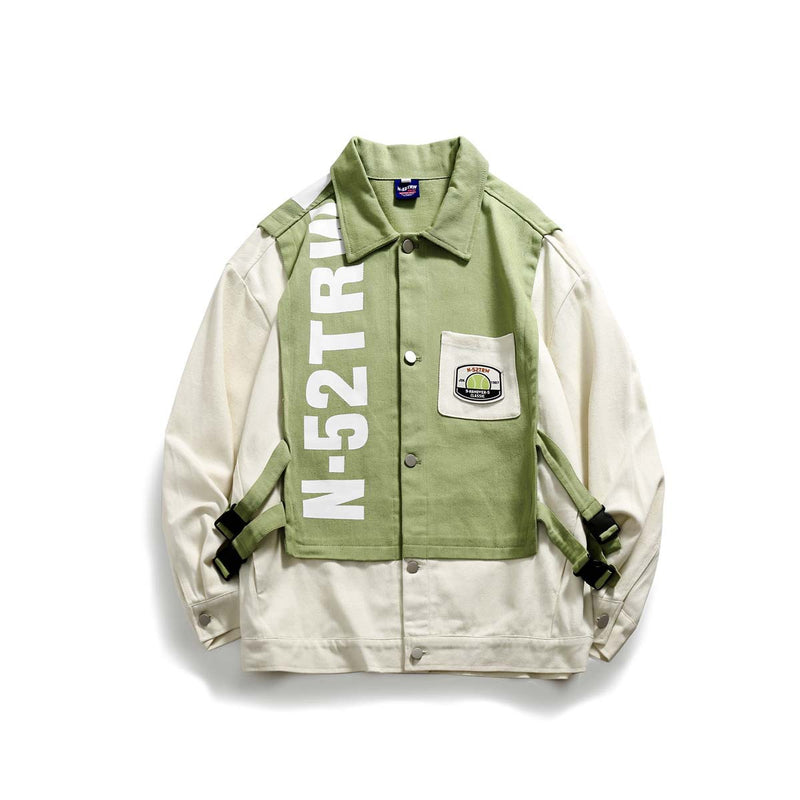Unisex Jacket Autumn Contrast Colors False-Two-Piece Coat Women's Clothing