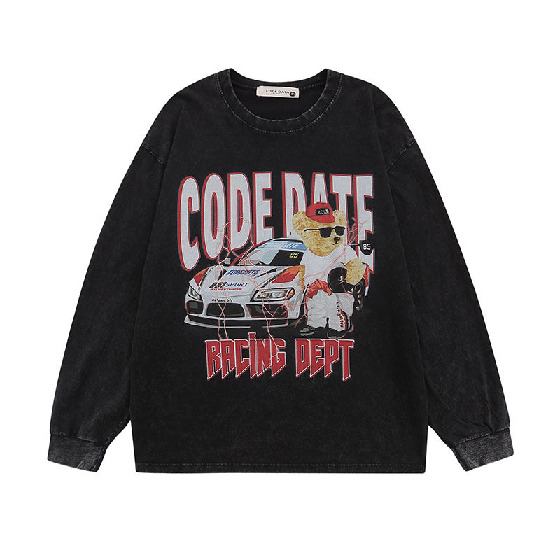 Men Long Sleeve Shirt Washed Long Sleeve Bottoming T-shirt Men and Women Loose