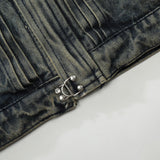 Men Denim Jacket Washed Distressed Faded Denim Jacket Men's Loose Denim Jacket