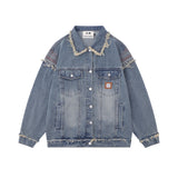Men Denim Jacket Men's Clothing Washed and Worn Denim Jacket Coat
