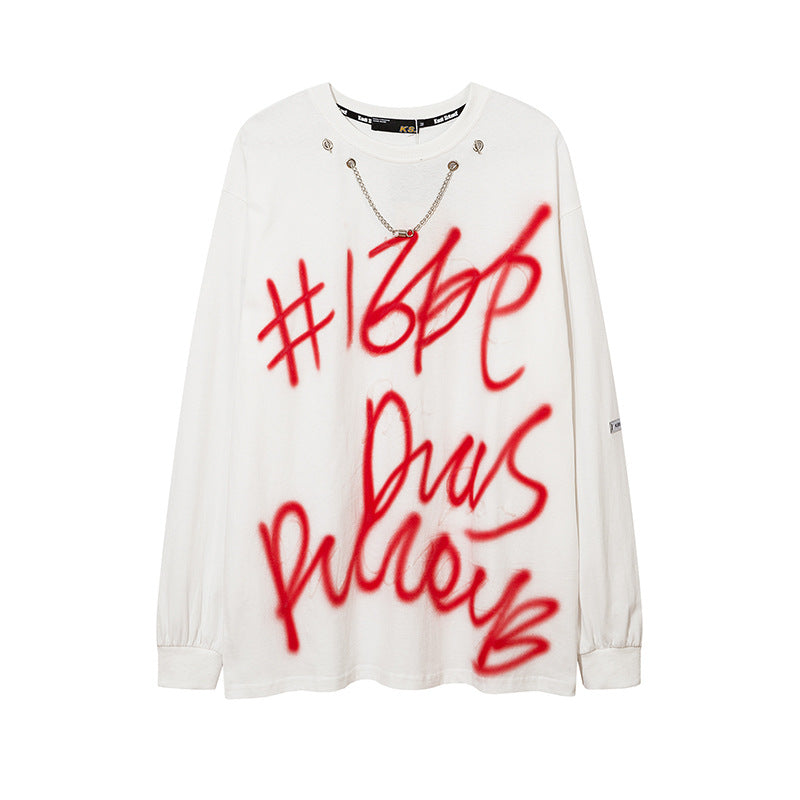 Men Long Sleeve Shirt Letter Printed T-shirt Men's and Women's Loose Long Sleeve T-shirt