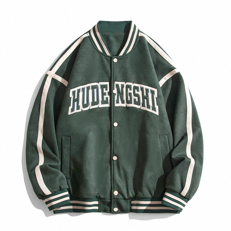 Varsity Jacket Vintage Baseball Uniform Men's and Women's Embroidered Couple Baggy Coat