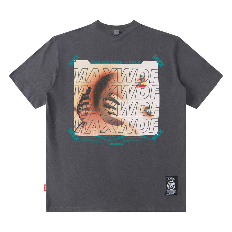 Men T Shirt Printed Short-Sleeved T-shirt Men's Street Idle Style Couple Casual
