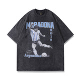 Men T Shirt Portrait Printing Distressed Short-Sleeved T-shirt Men Hip Hop Loose