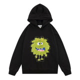 Men Fleece Lined Hoodie Hooded Sweaters Menswear Street Design Sense Loose Pullover