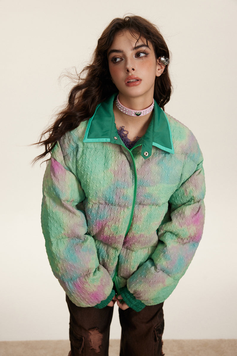 Unisex Jacket Winter Tie-Dye Style Thickened Cotton Padded Coat