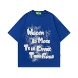 Men T Shirt Letter Short Sleeve T-shirt Men's Retro Loose Pure Cotton Couple